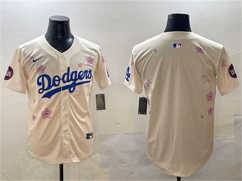 Men%27s Los Angeles Dodgers Blank Cream 2025 Tokyo Series Limited Stitched Jersey->los angeles dodgers->MLB Jersey